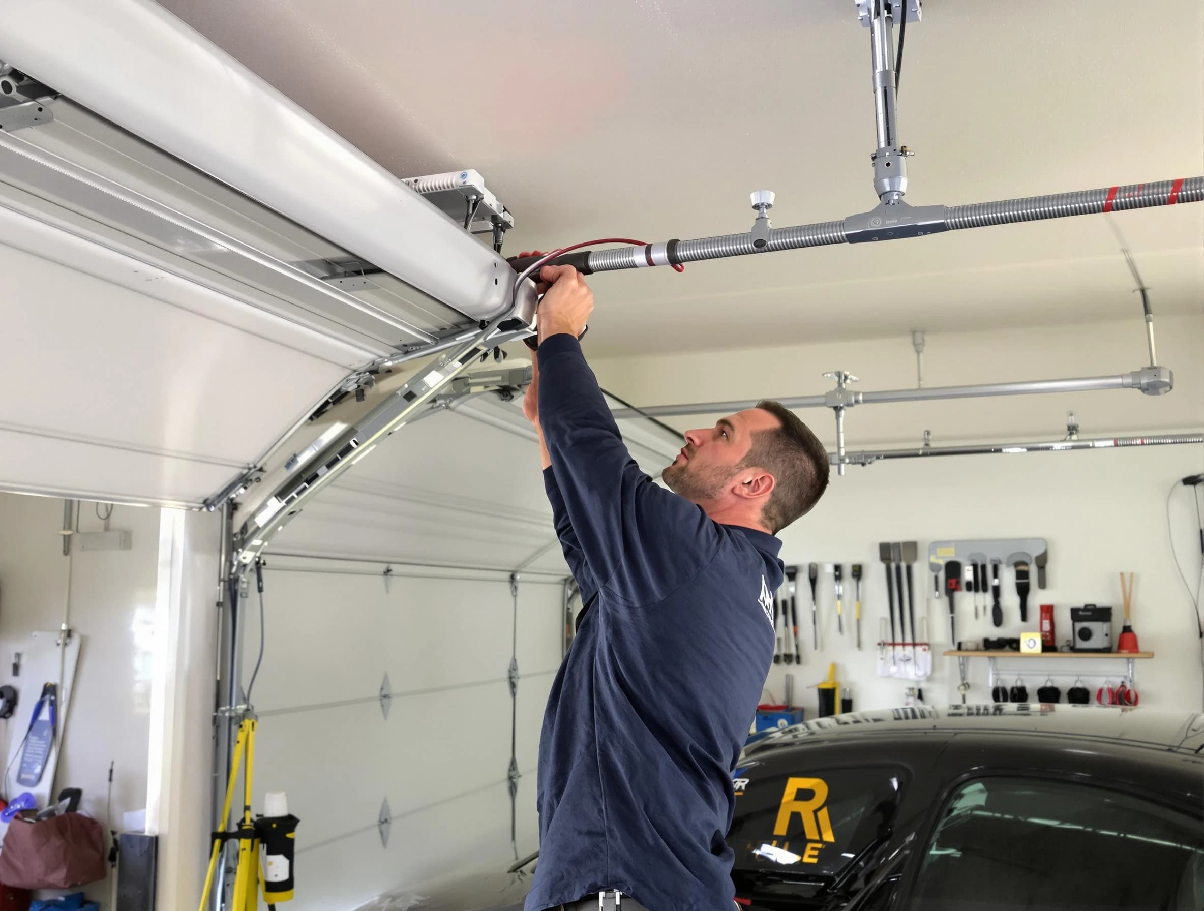 Cape Coral Garage Door Repair technician performing garage door cable repair in Cape Coral
