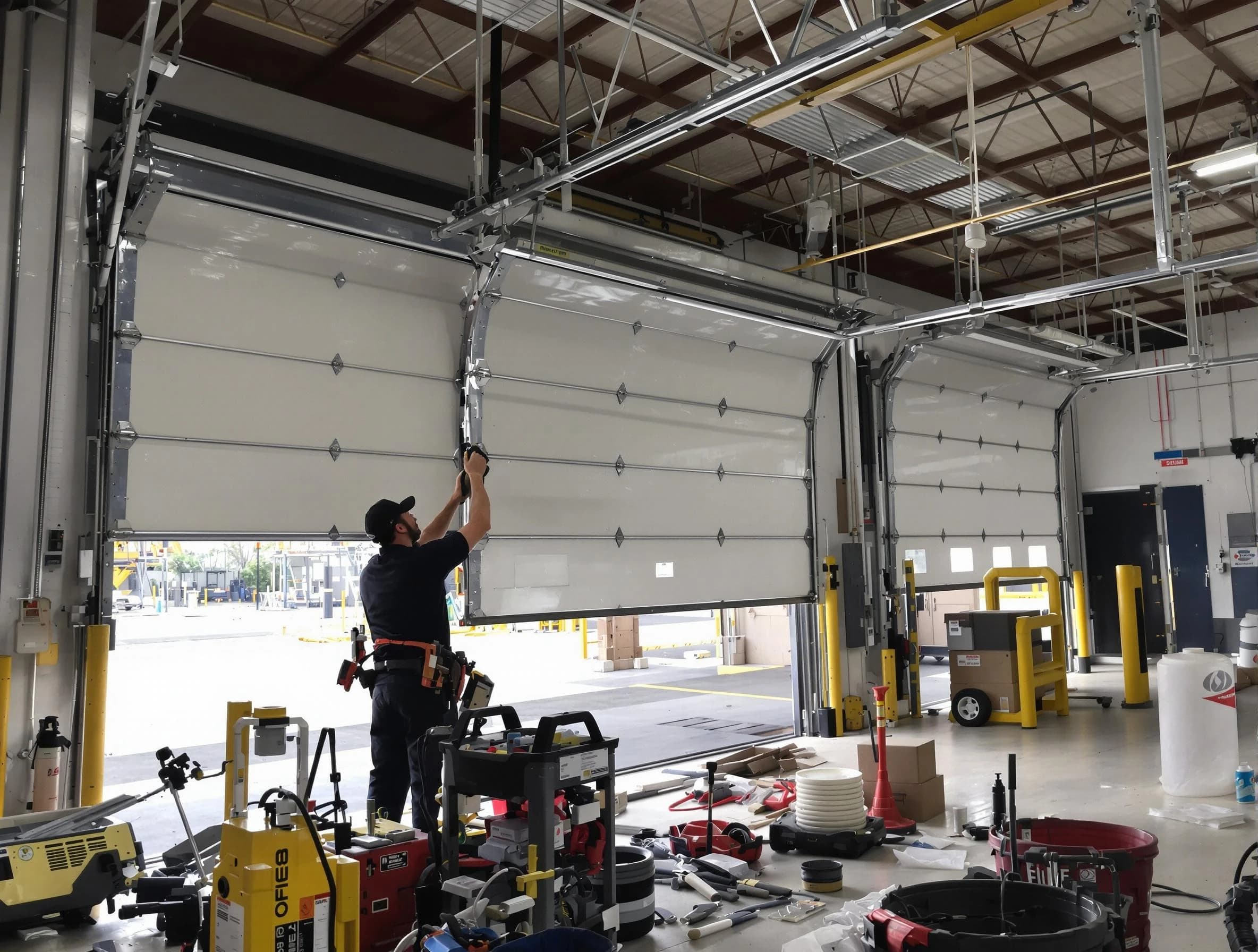 Cape Coral Garage Door Repair technician performing commercial garage door repair in Cape Coral