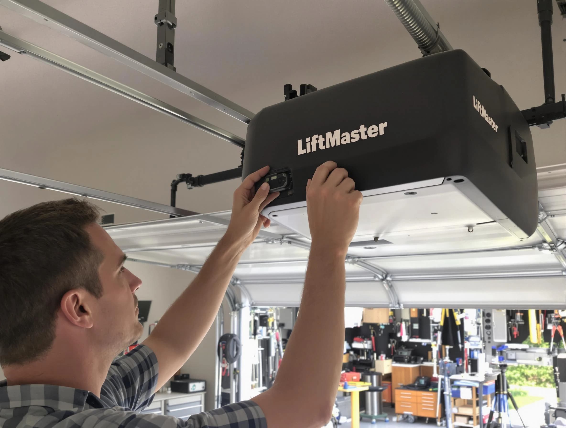 Cape Coral Garage Door Repair technician repairing garage door opener in Cape Coral