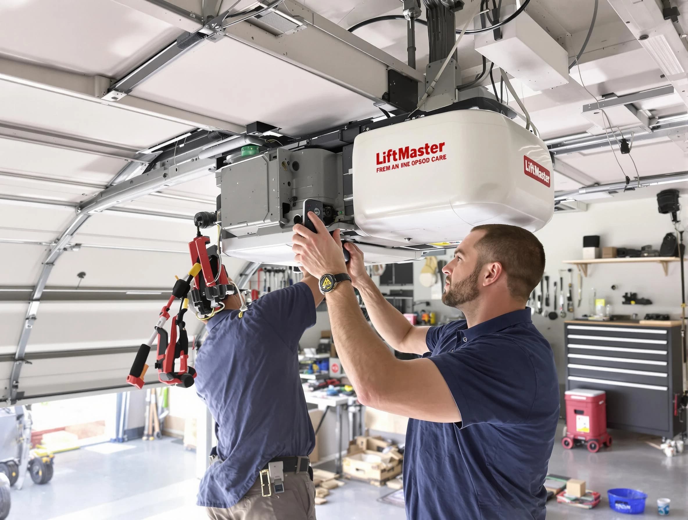 Cape Coral Garage Door Repair technician performing advanced diagnostics on garage opener in Cape Coral