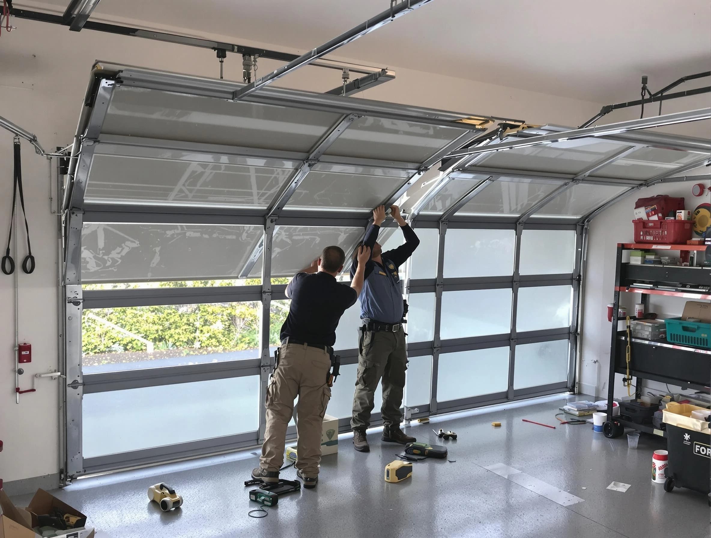 Cape Coral Garage Door Repair expert performing precise panel replacement on Cape Coral garage door