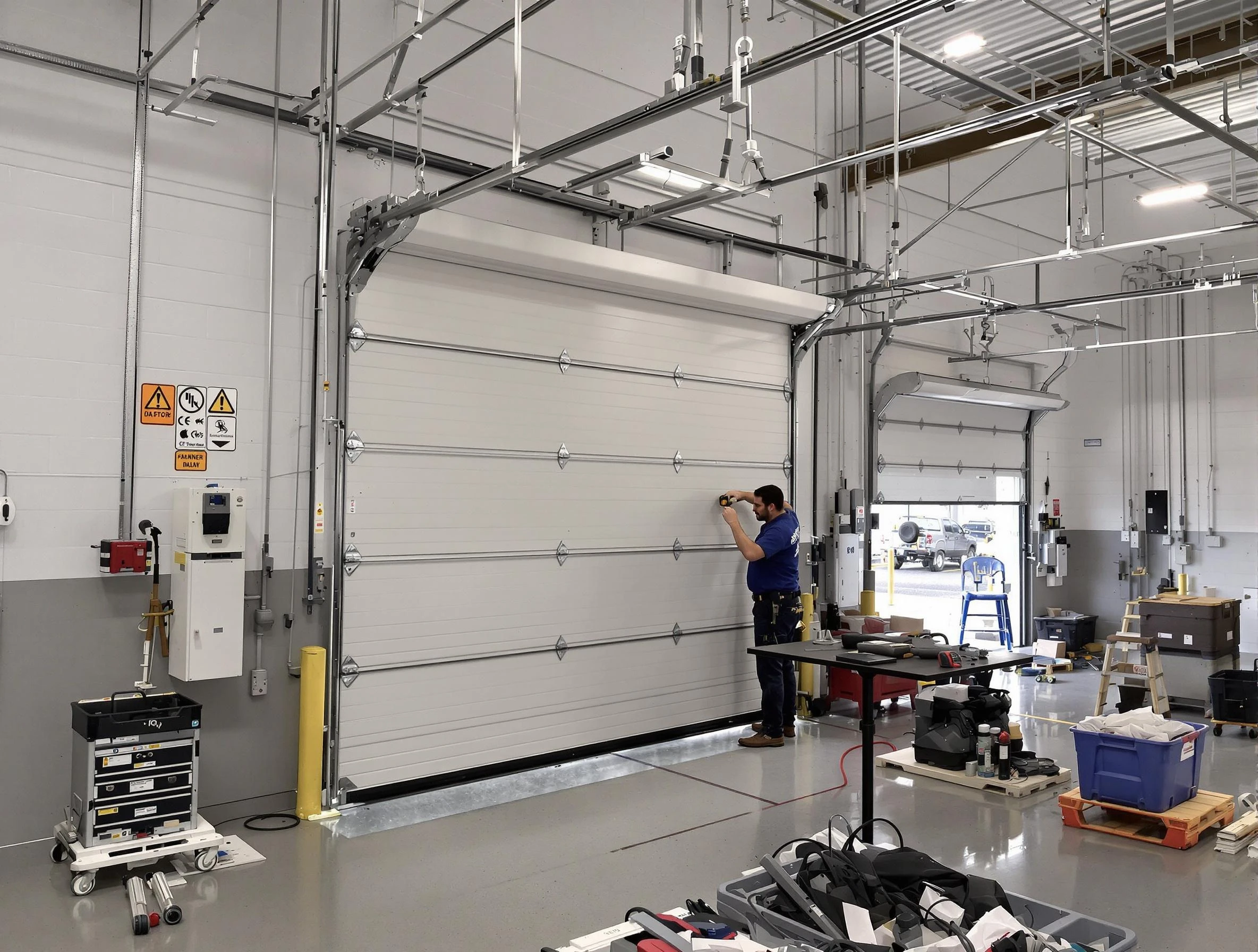 Commercial garage door repair being performed by Cape Coral Garage Door Repair expert in Cape Coral
