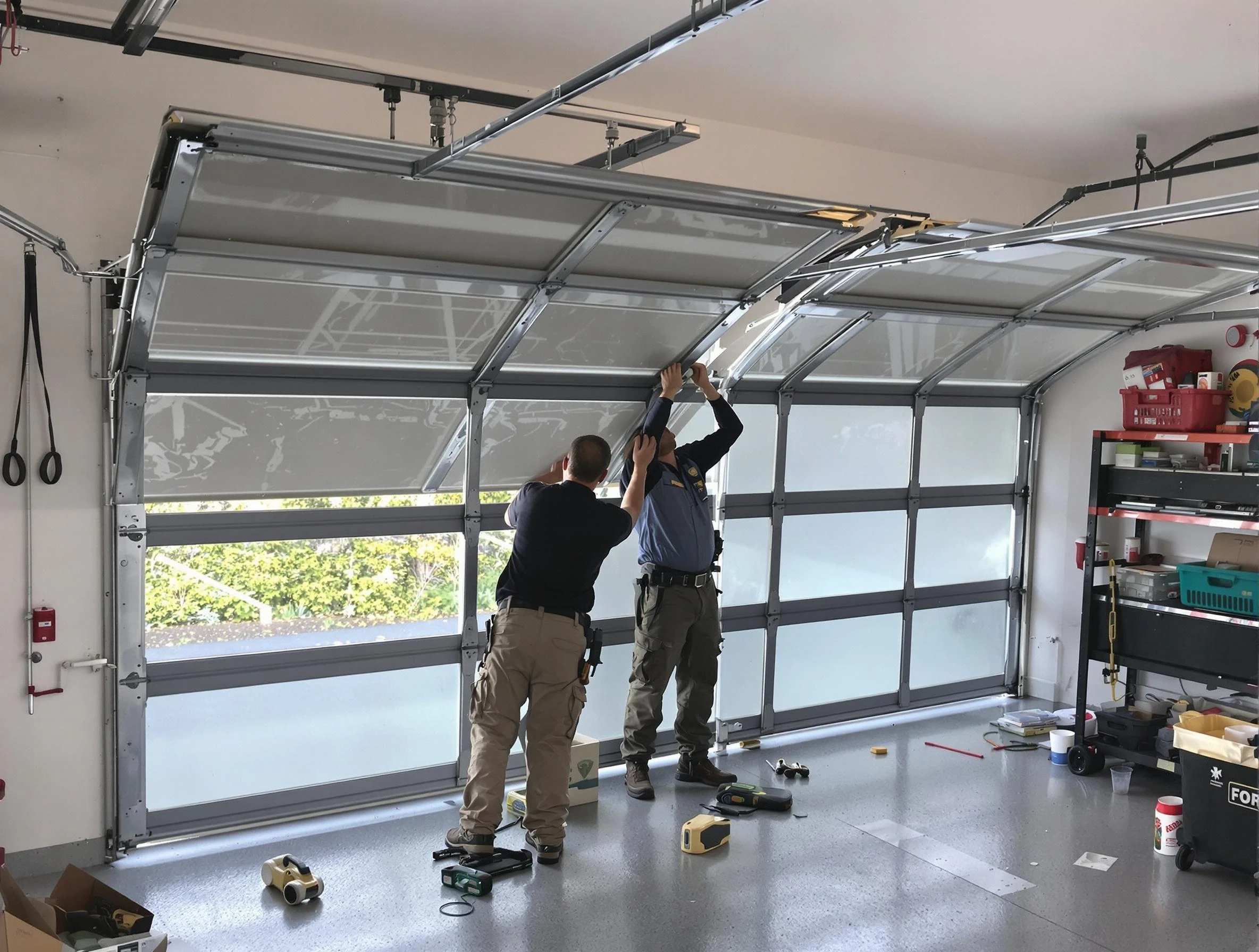 Cape Coral Garage Door Repair expert performing precise panel replacement on Cape Coral garage door