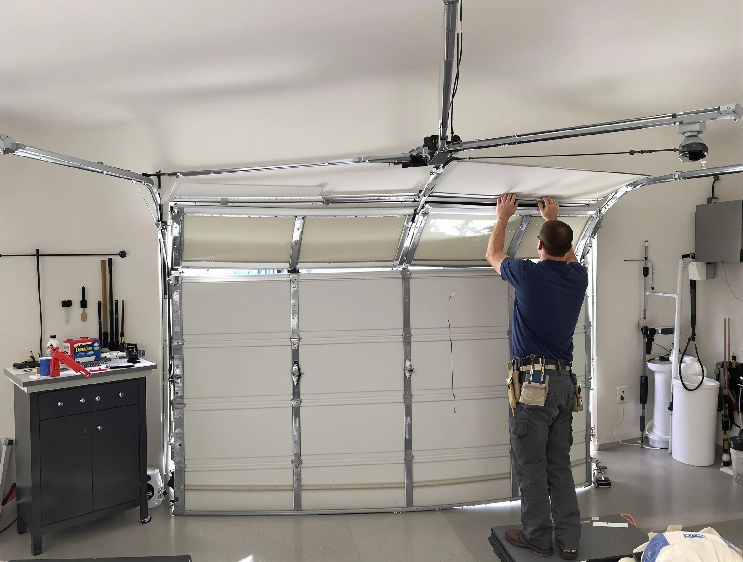 Cape Coral Garage Door Repair specialist performing precise section replacement on Cape Coral garage door